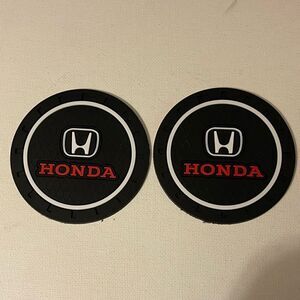 Honda logo car cup Coasters in black, white and red Set of 2 NWT